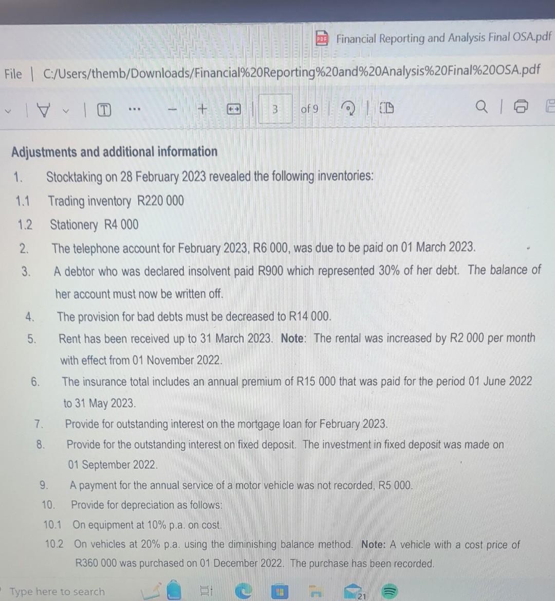 for the year ended 28 February 2023. Financial Reporting and Analysis Final