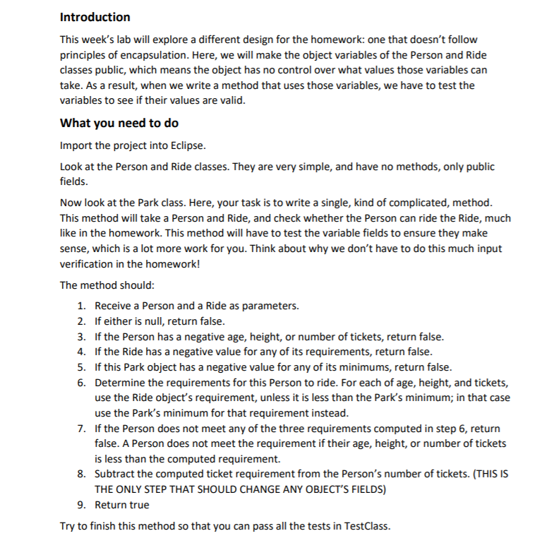  the Person Class: /* * A class that represents a person