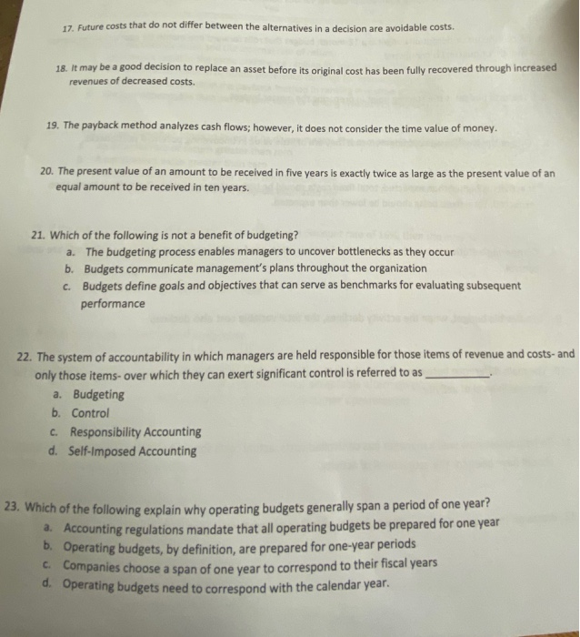  17 Future costs that do not differ between the alternatives in