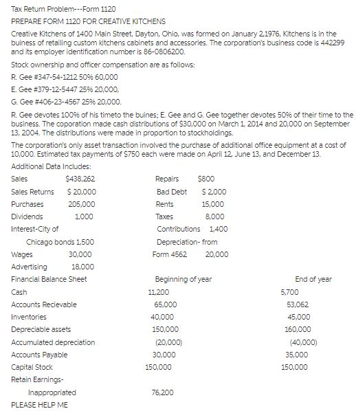  How do i complete a S-Corp return with this information? specifically