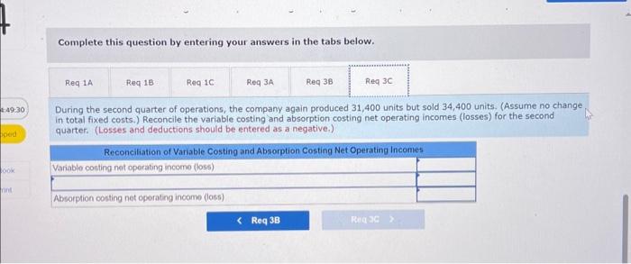 the variable costing and absorption costing net operating incomes (losses) for the
