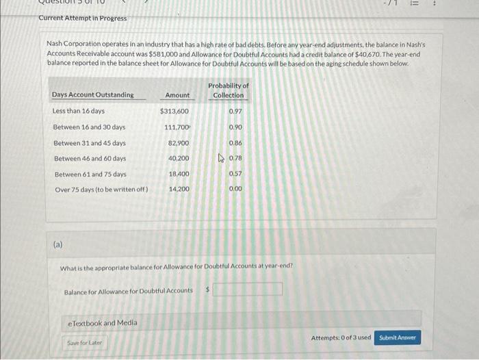  Current Attempt in Progress Nash Corporation operates in an industry that