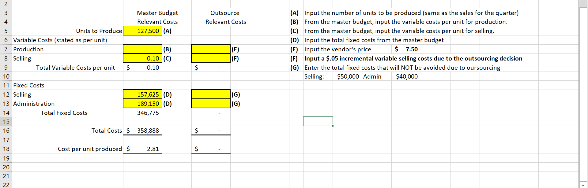 costs are given. The hurdle rate represents the interest rate to borrow