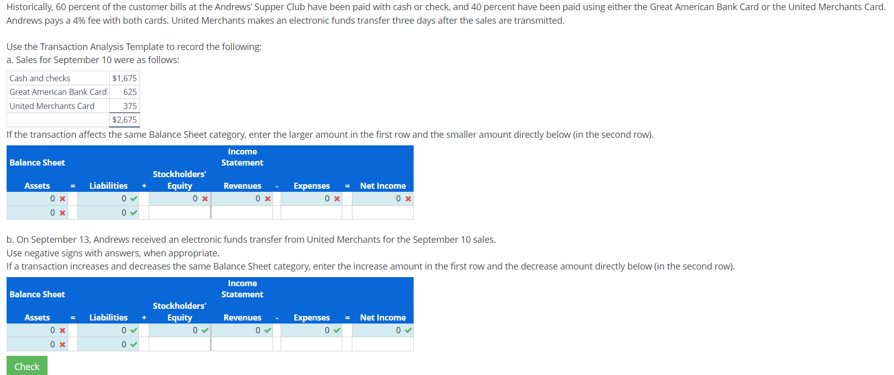 How to Solve this problem Andrews pays a 4% fee with both