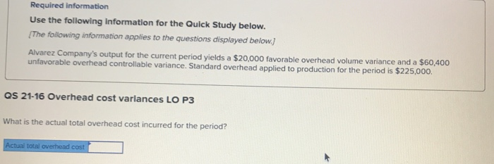  Required information Use the following information for the Quick Study below.