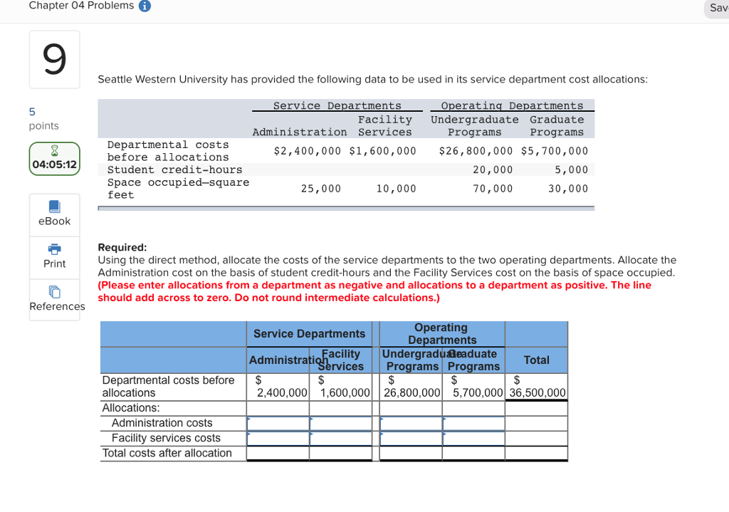  Chapter 04 Problemsi Sav 9 Seattle Western University has provided the