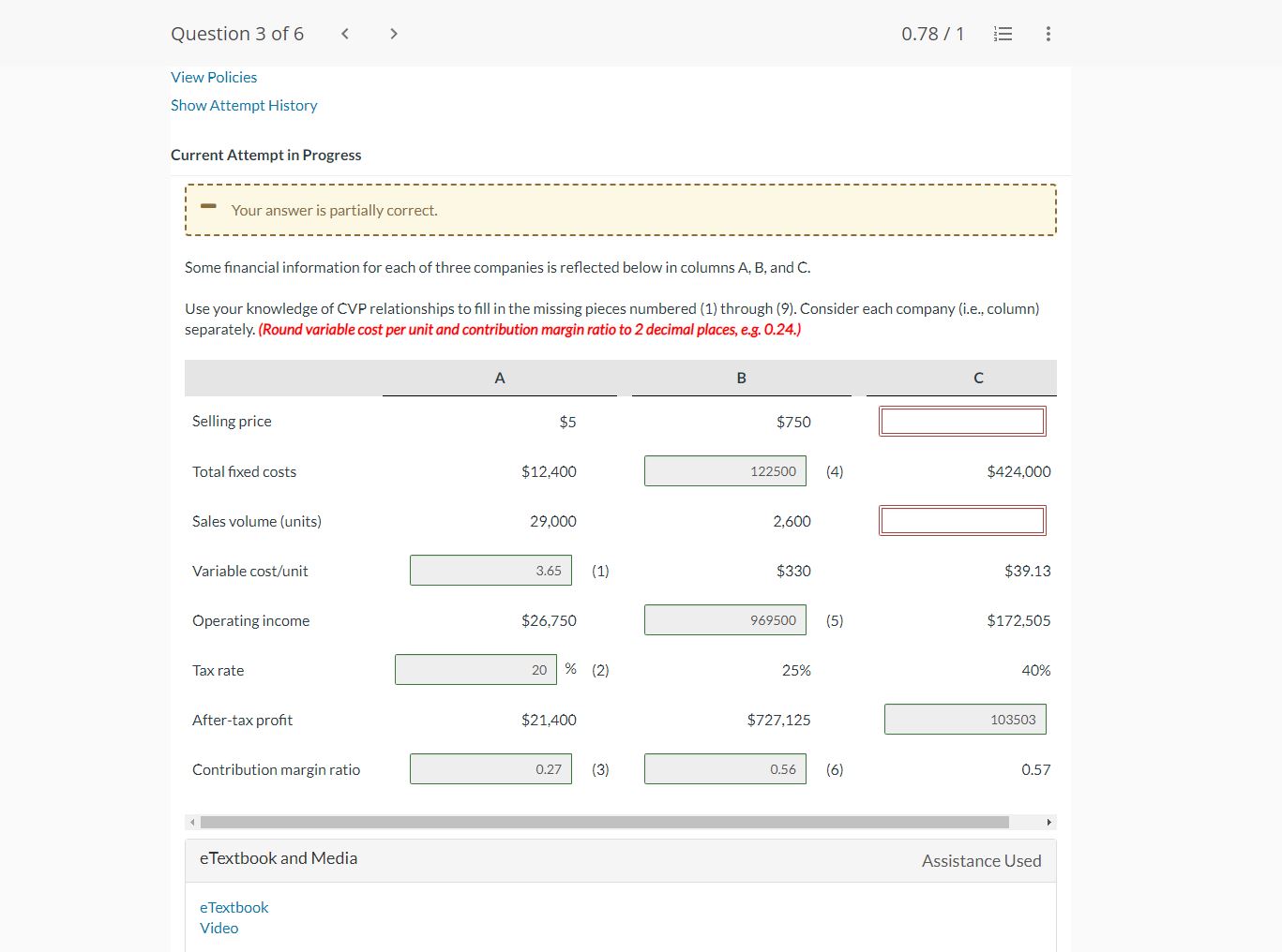 Current Attempt in Progress - Your answer is partially correct. Some