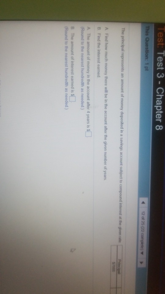 est: Test 3 - Chapter 8 A Find how much money