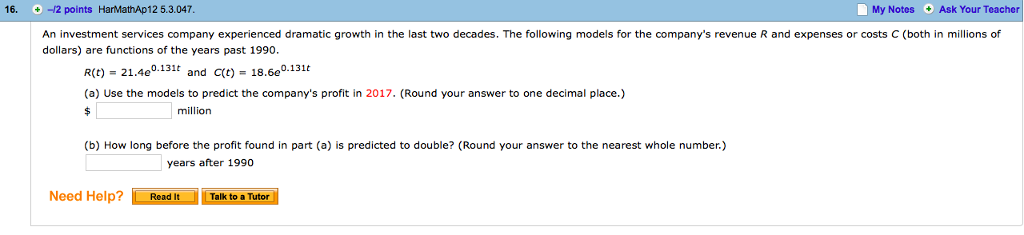 16. + -12 points HarMathAp12 5.3.047 My Notes Ask Your Teacher