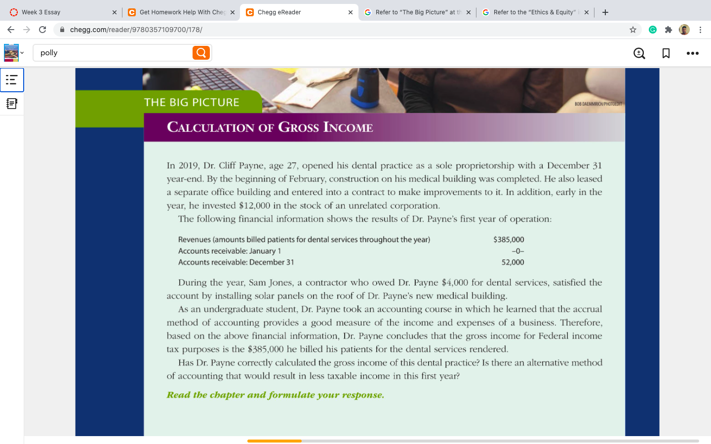 Using The Big Picture case at the beginning of Chapter 4 of
