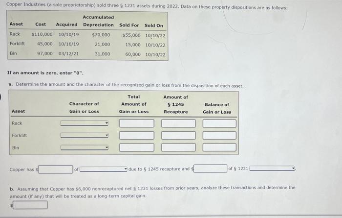  If an amount is zero, enter " 0 ". a. Determine