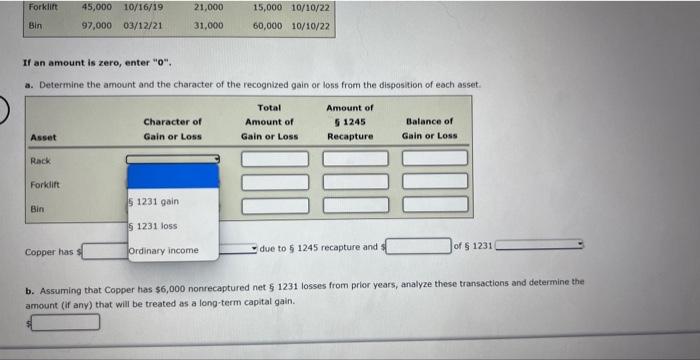 the amount and the character of the recognized gain or foss from