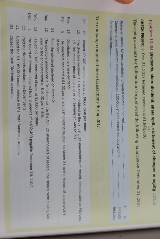  13-3B Dividends, share dividend, share split, statement of changes in equity