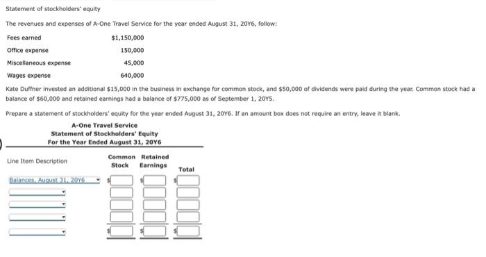Please help with this accounting question. Step by step. Statement of stockholders'