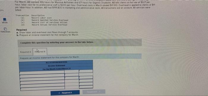 in disputes about cont allocations with government agencies For March, AB worked