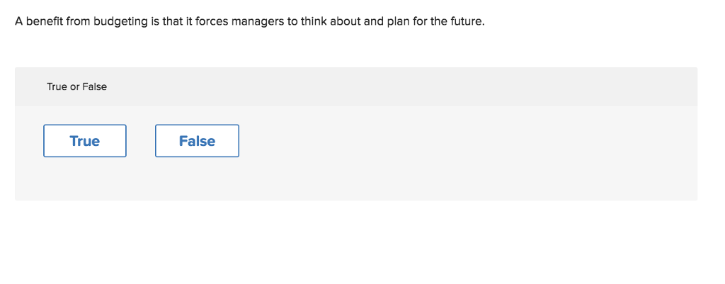 should be lower than expected. True or False True False