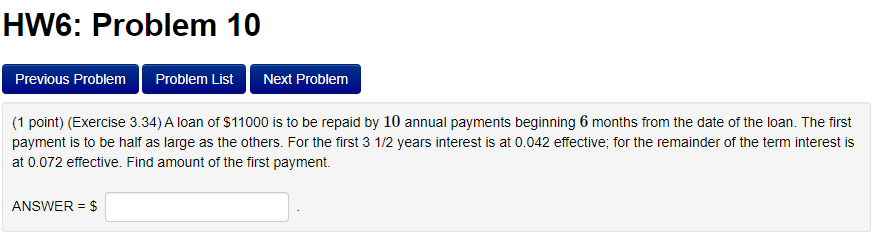  HW6: Problem 10 Previous Problem Problem List Next Problem (1 point)