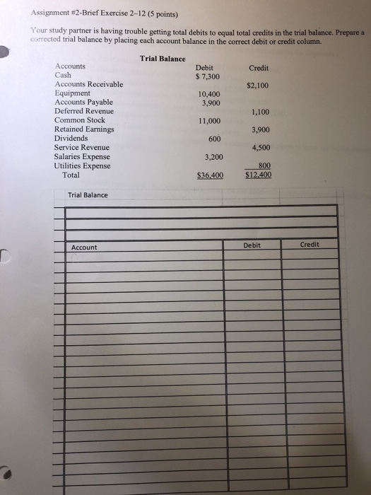  Assignment #2-Brief Exercise 2-12 (5 points) Your study partner is having