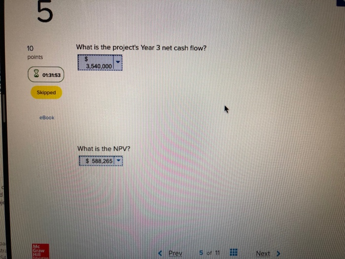 3-year expansion project that requires an initial fixed asset investment of $5.4
