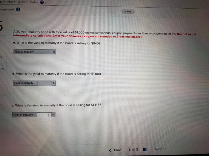  Page Safety. Tools-e- lomework Saved A 30-year maturity bond with face