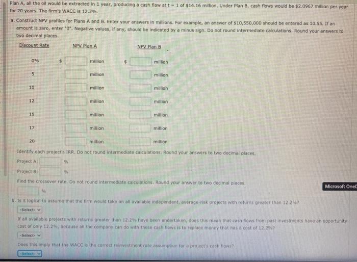  Plan A, all the oil would be extracted in 1 year,