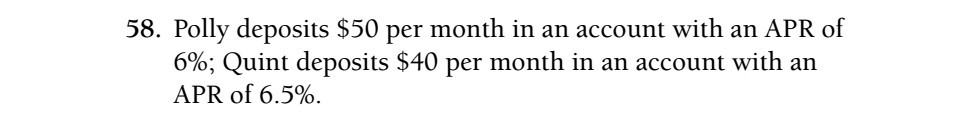 deposits $50 per month in an account with an APR of 6%;