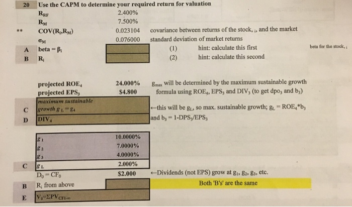  Use the CAPM to determine your required return for valuation RRF