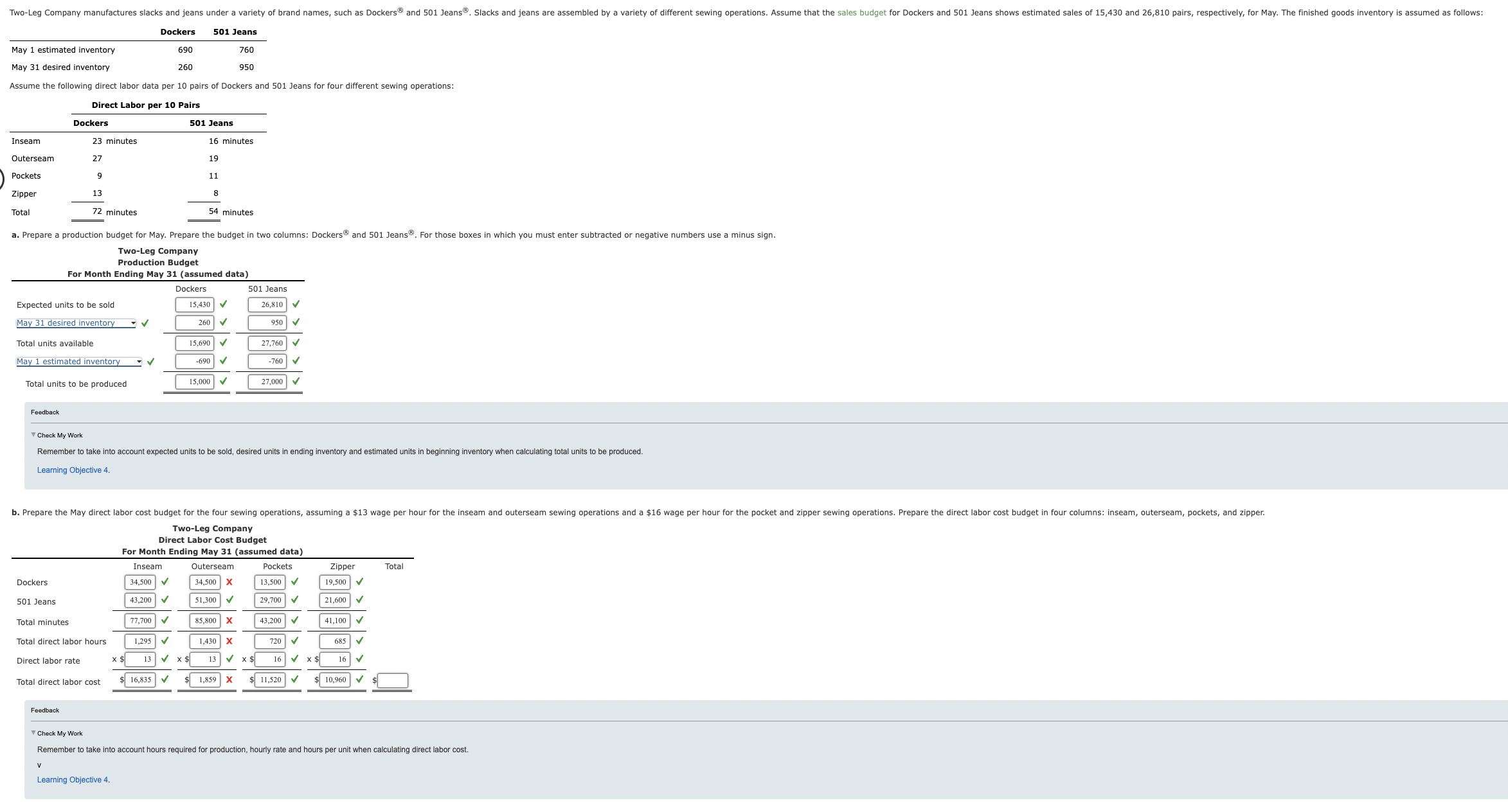 Please help Assume the following direct labor data per 10 pairs of