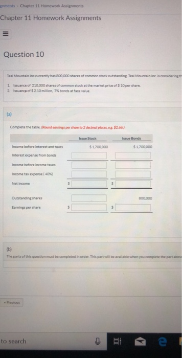  gnments Chapter 11 Homework Assignments Chapter 11 Homework Assignments Question 10