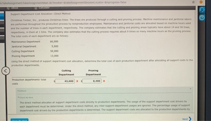  n/takeAssignment/takeAssignment Main.do?invokera&takeAssignmentSessiont.ocator &inprogress-false BOOK COT C Support Department Cost Allocation-Direct Method