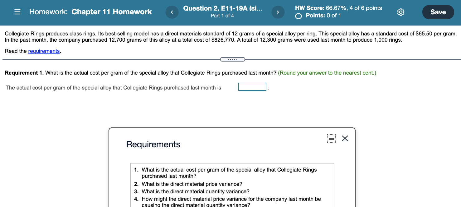  = Homework: Chapter 11 Homework Question 2, E11-19A (si... Part 1
