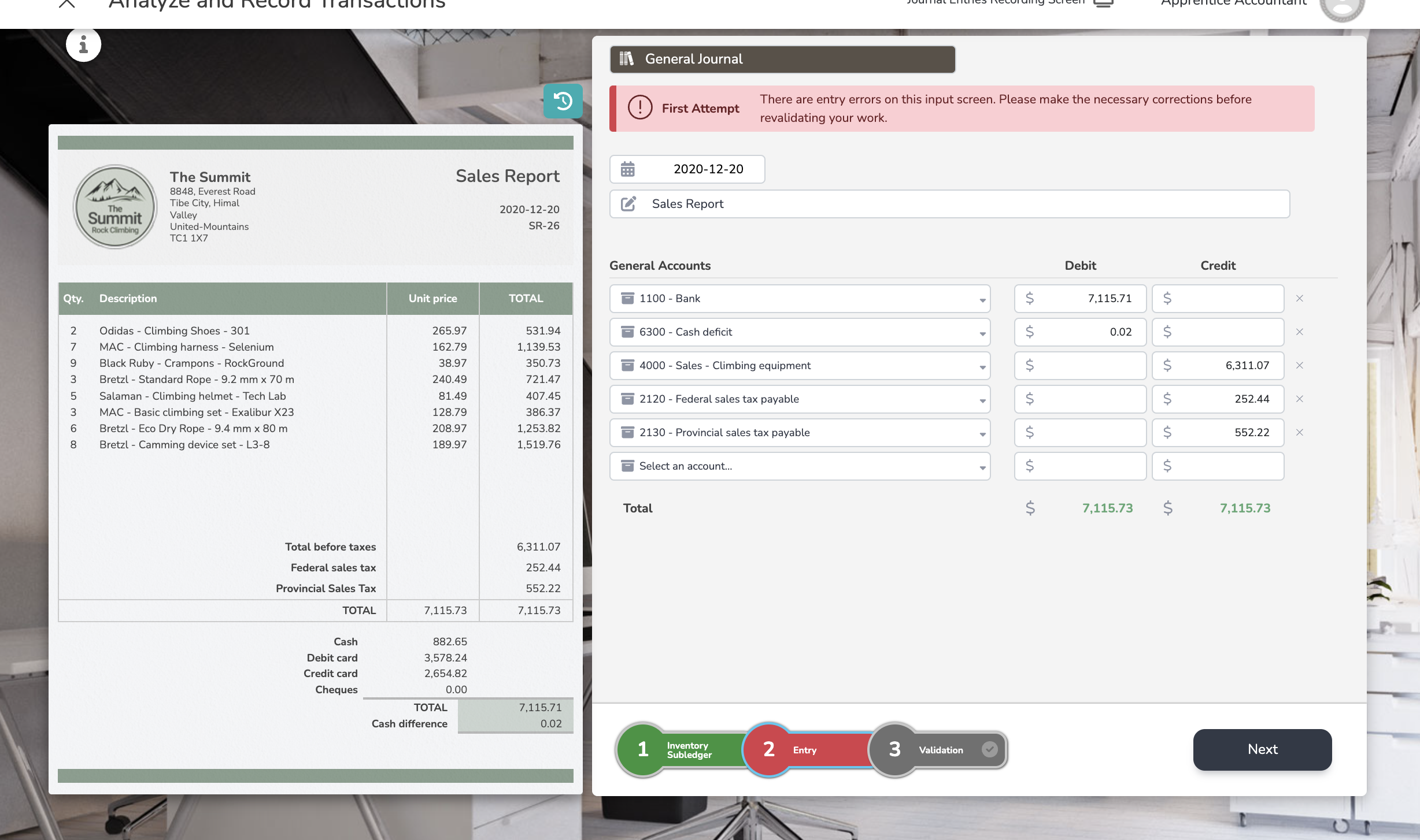  help create journal entry 
