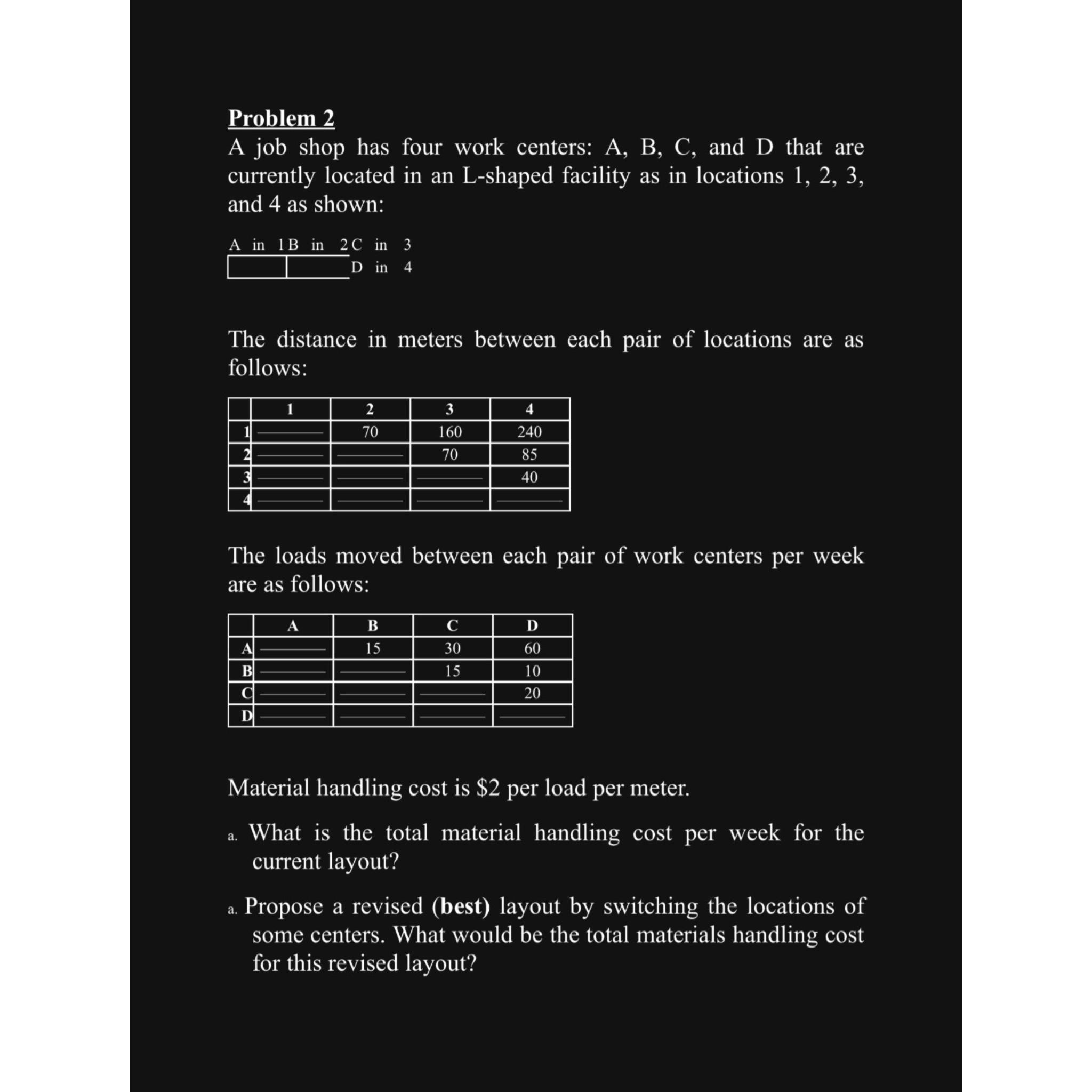  Problem 2 A job shop has four work centers: A, B,
