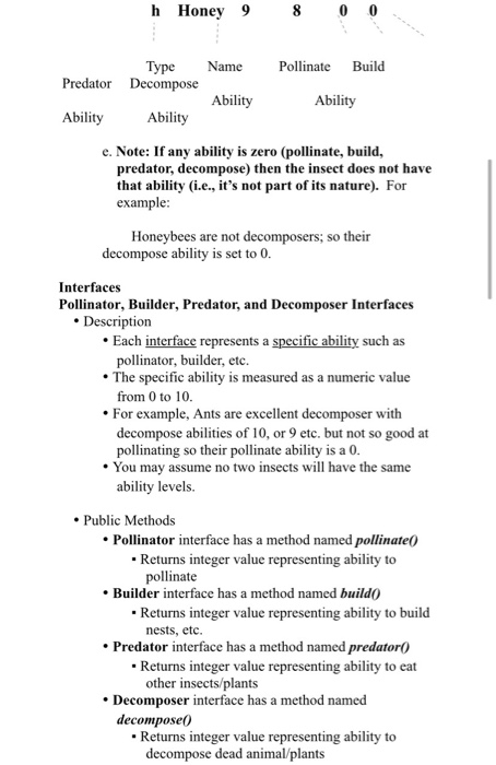 due Assignment Description The table below shows types of insects with different