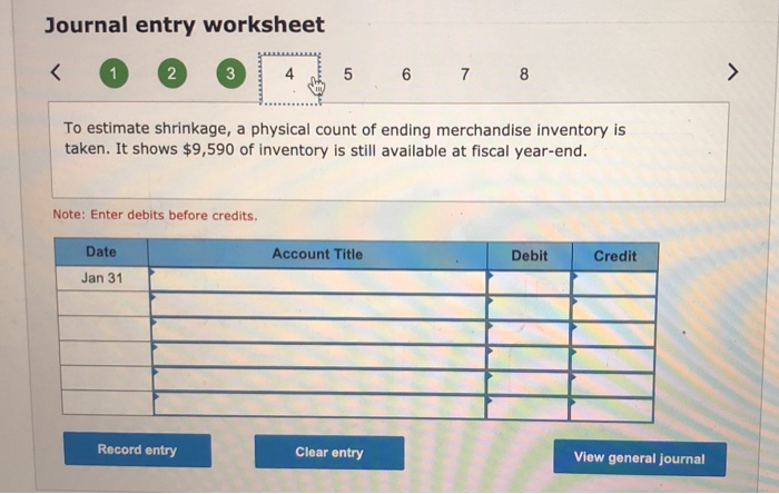 perpetual inventory system. Descriptions of items that require adjusting entries on January