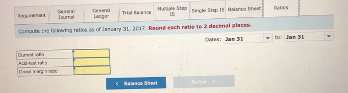 Balance Multiple Step IS Single Step Is Balance Sheet Ratios For transactions