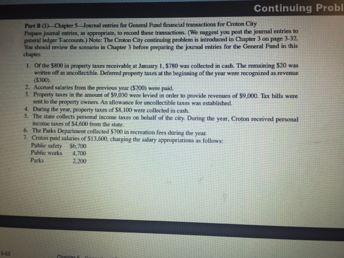  Continuing Probl Part B (1)- Chapter 5 Journal entries for General