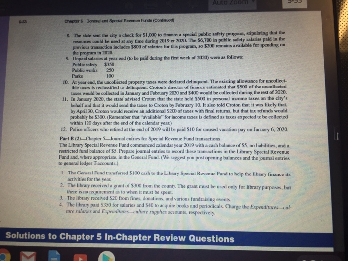 Fund financial transactions for Croton City Prepare jounal entries, as appropriate, to