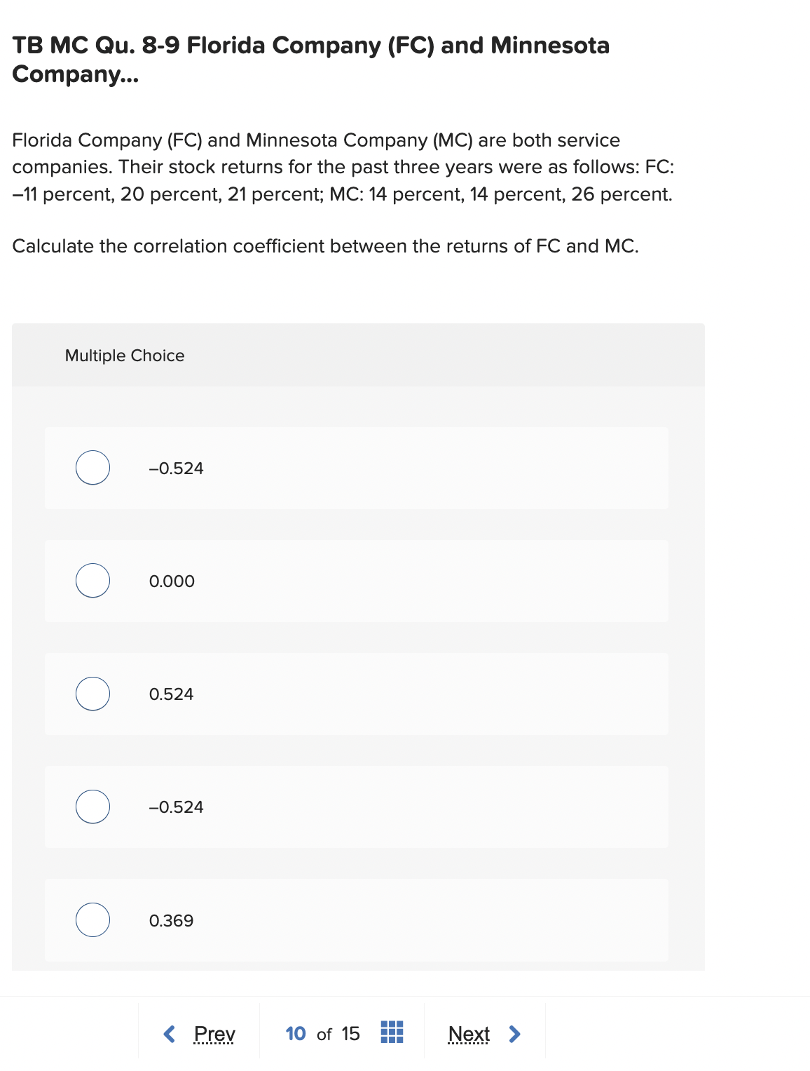  TB MC Qu.8-9 Florida Company (FC) and Minnesota Company... Florida Company