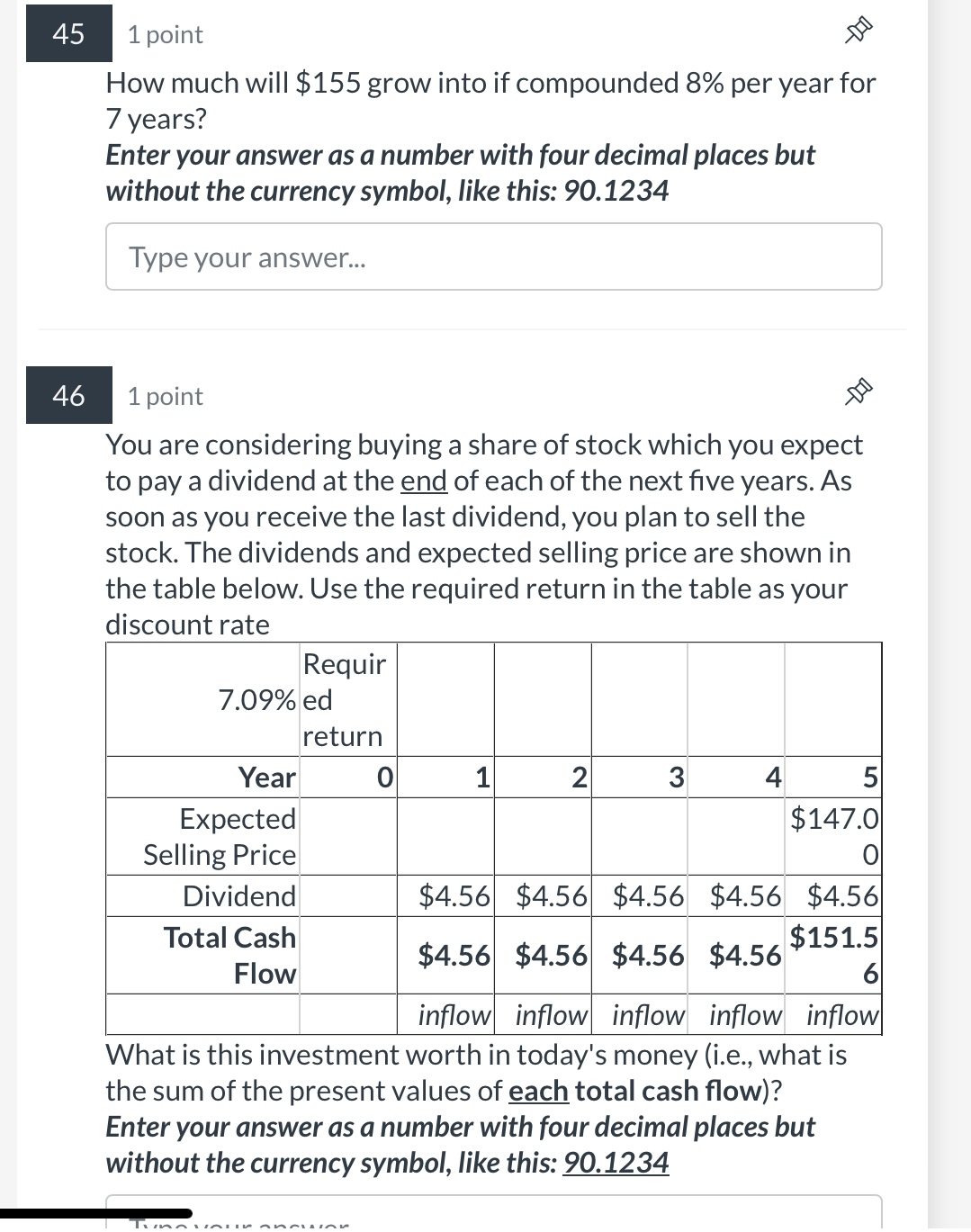 point What is the present value of $127 received at the end