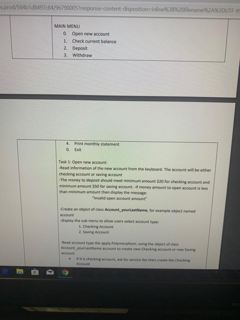 SavingAccount yourLastName. class Account yourLastName has account number (String) and balance (float),