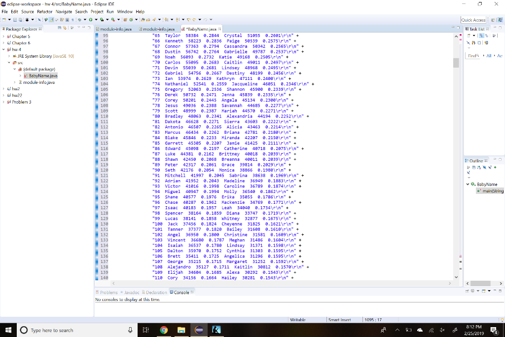 percentages in the array lists. The main program has user menu with