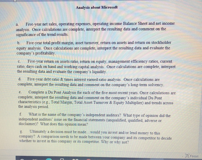  Analysis about Microsoft a. C. Five-year net sales operating expenses, operating