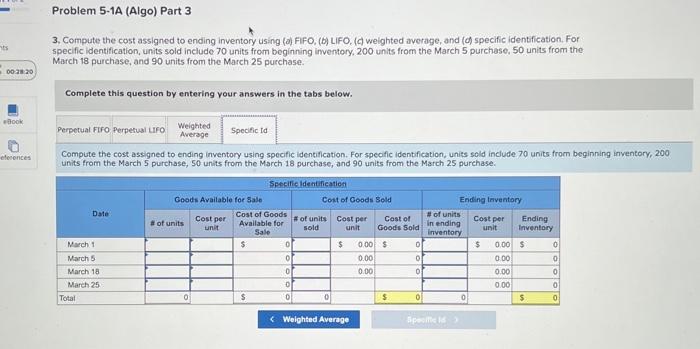 ending inventory using FIFO. Complete this question by entering your answers in
