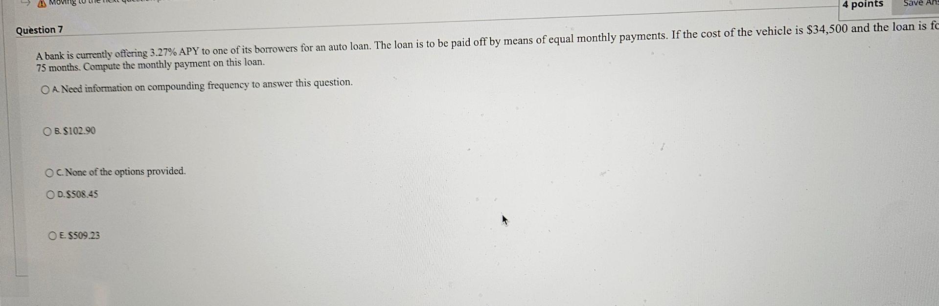 information D. $6,032.79 E. $5,549.83 5 percent rather than 4 percent on