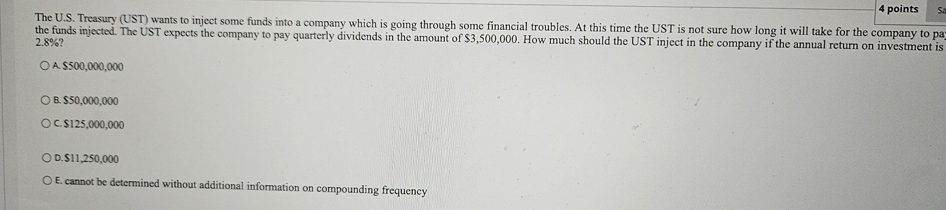 loan. A. Need information on compounding frequency to answer this question. B.