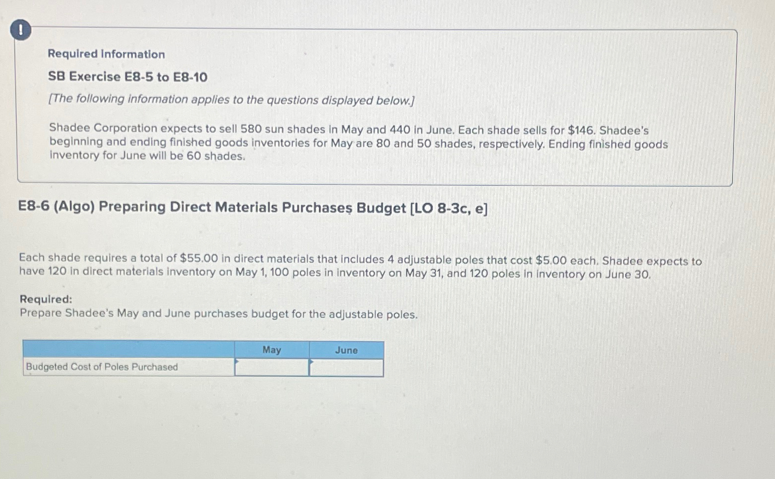  1 Required Information SB Exercise E8-5 to E8-10 [The following information