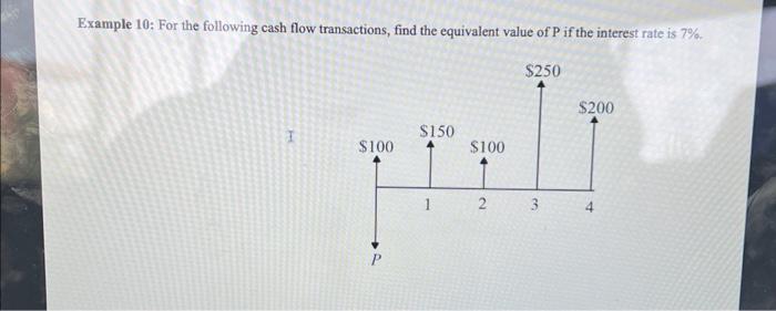 please explain please help Example 10: For the following cash flow transactions,