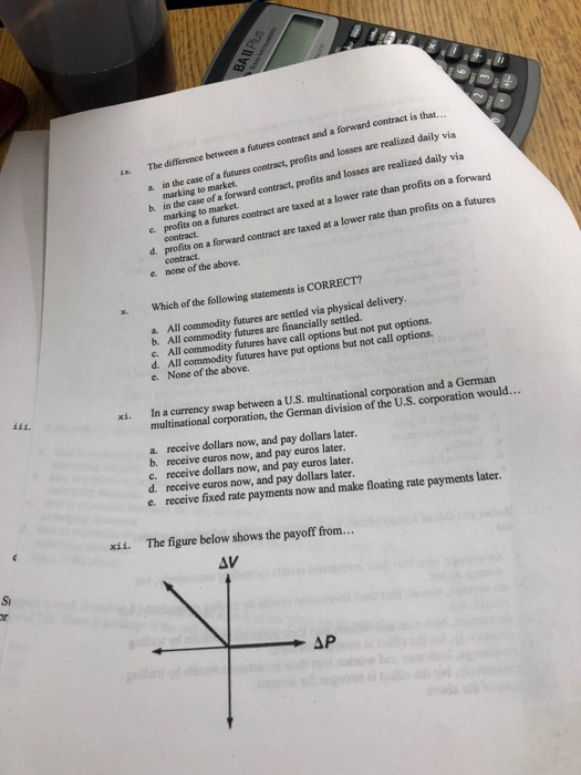  ix. The difference between a futures contract and a forward contract