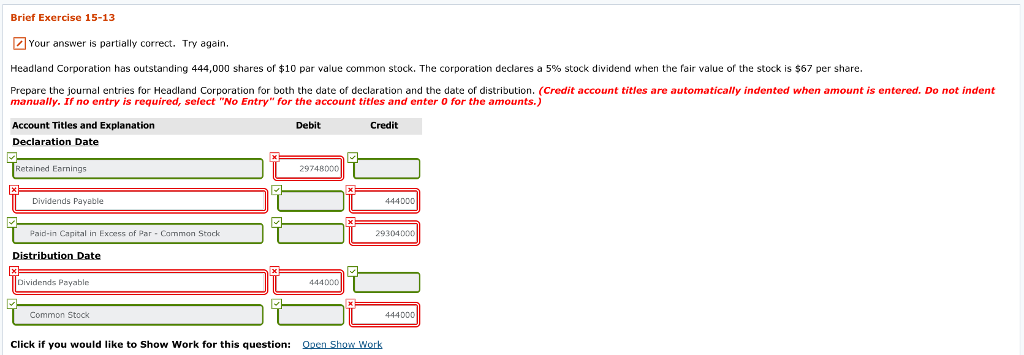 Brief Exercise 15-13 Your answer is partially correct. Try again. Headland